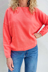 KAIRA CASHMERE KNIT TOP in Pomelo Neon by Absolute Cashmere