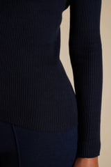 Alessandra MARLEY COTTON CASHMERE TOP in Neat Navy