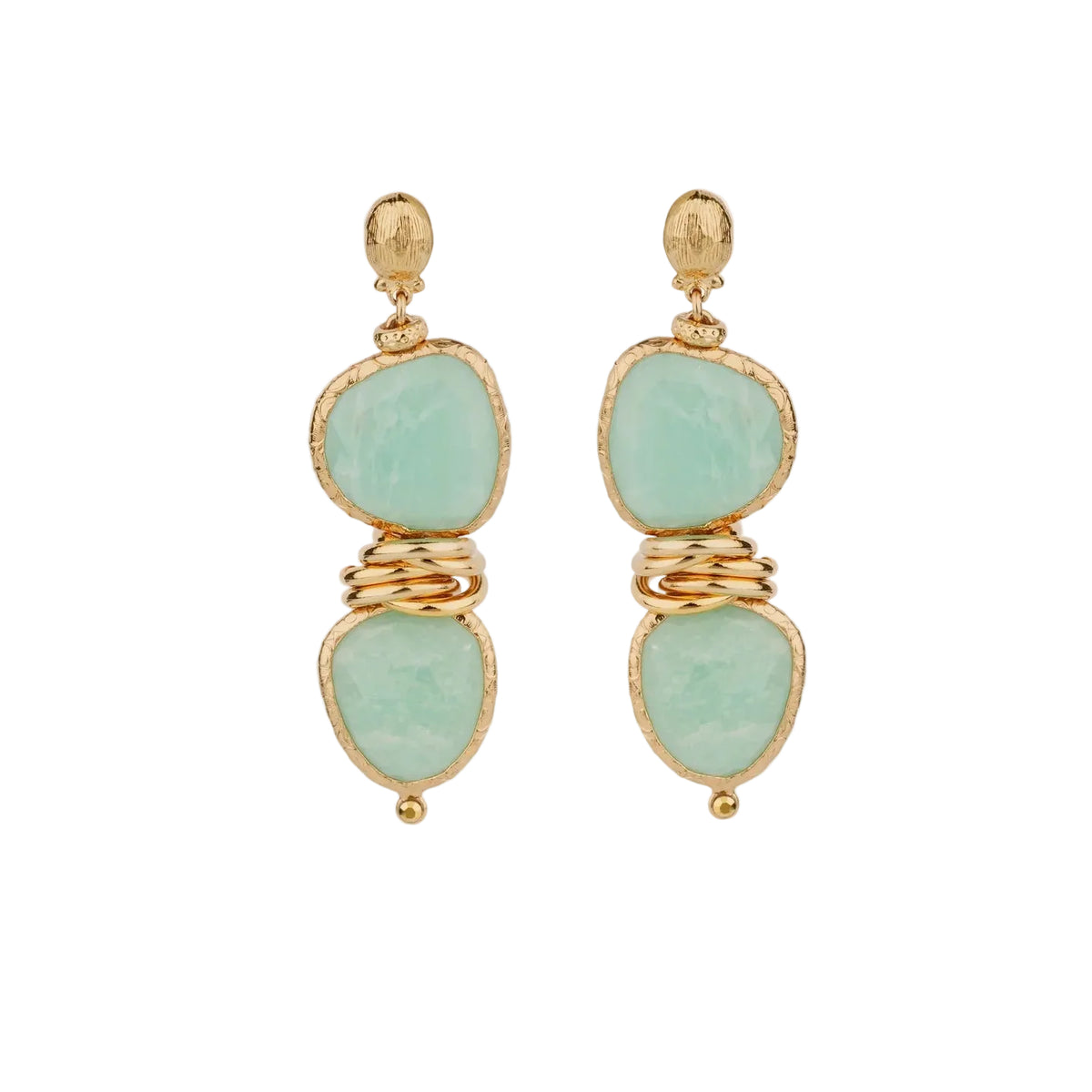 SIRENA 2 GEMSTONE EARRINGS in Amazonite by Gas Bijoux