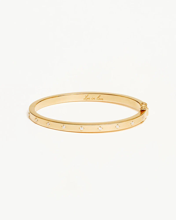 LIVE IN LOVE HINGED BRACELET in Gold from By Charlotte