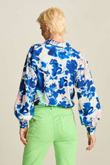 POM BLOUSE in Violet Crane Birds Blue from POM Amsterdam