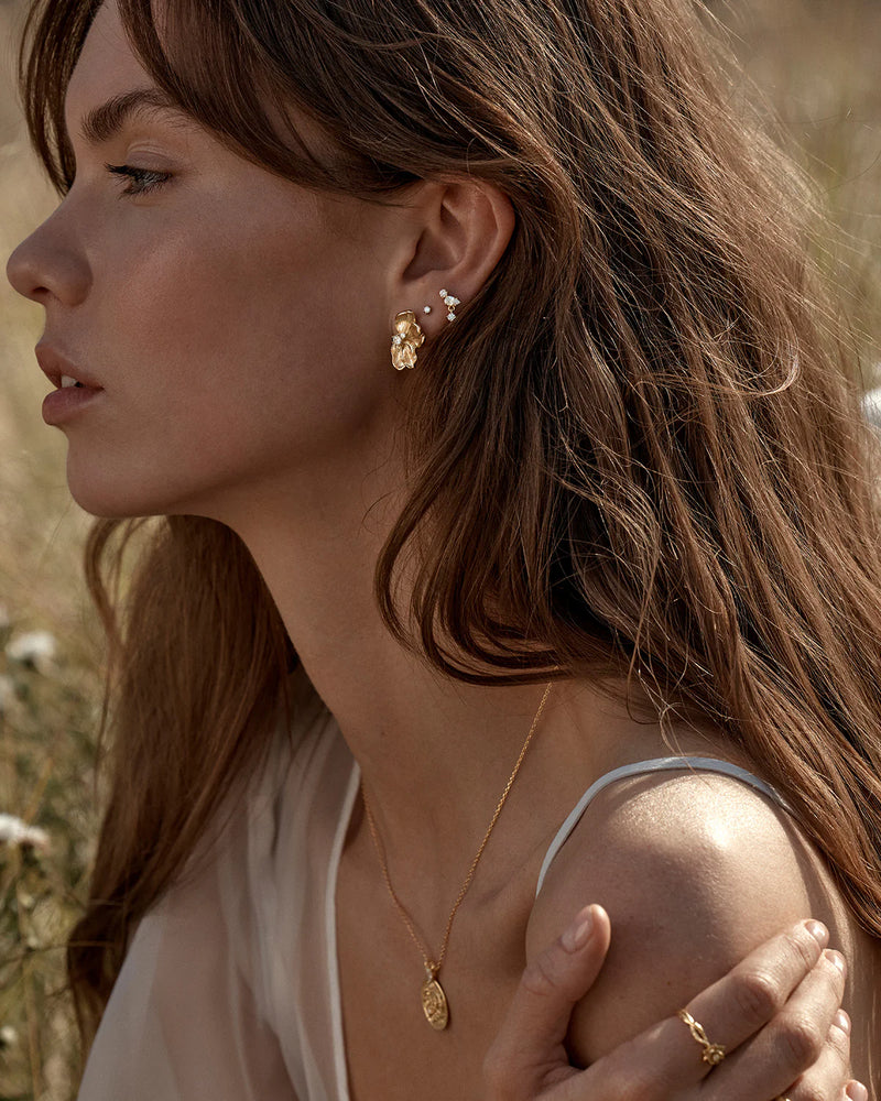 By Charlotte No Rain No Flowers Stud Earrings in 18K Gold Vermeil