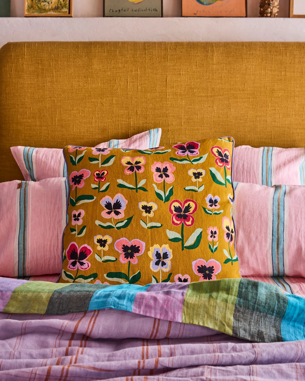 UPHOLSTERY CUSHION in Pretty Pansy Gold from the amazing range of Kip & Co products
