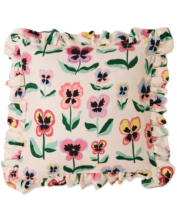 FRILL UPHOLSTERY CUSHION in Pretty Pansy Gold from the amazing range of Kip & Co products