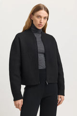 WOOL BOMBER JACKET in Black by Toorallie