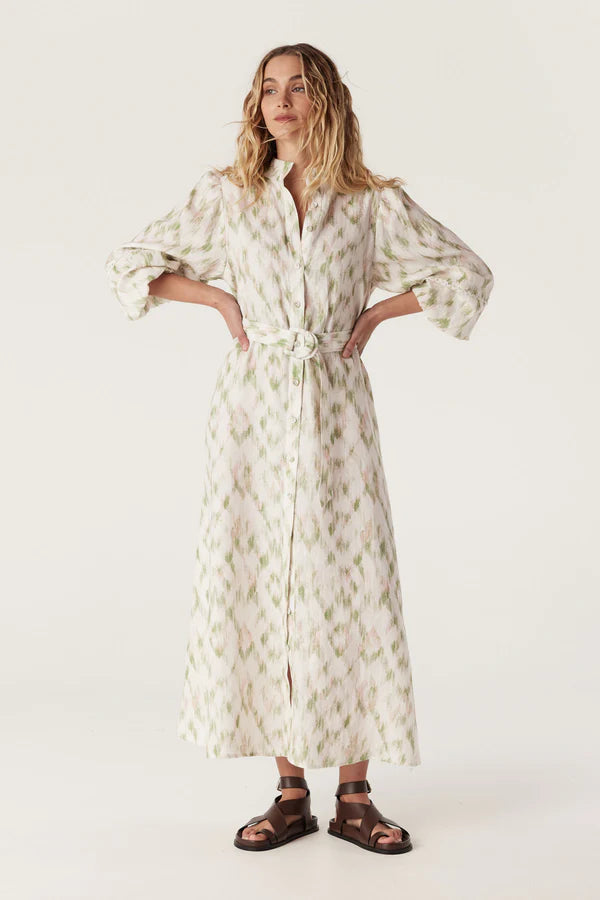 ADELINE LINEN DRESS | Ikat Print