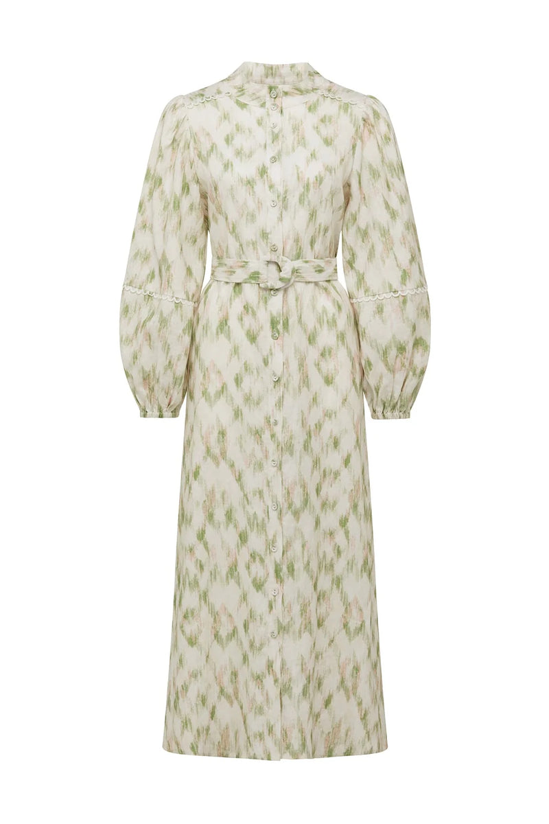 ADELINE LINEN DRESS | Ikat Print