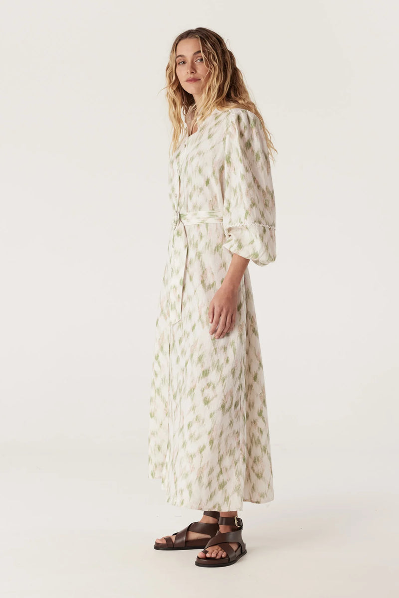 ADELINE LINEN DRESS | Ikat Print