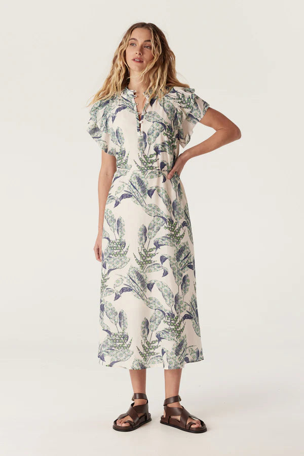 PALOMA FRILL DRESS | Leaf Print