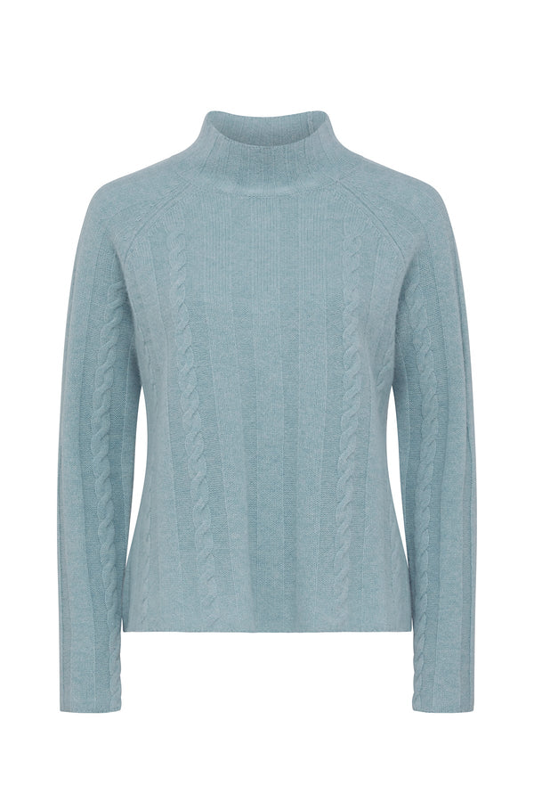 CASHWOOL CABLE JUMPER | Ice Blue