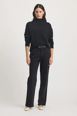 FUNNEL NECK JUMPER in Black + White by Toorallie