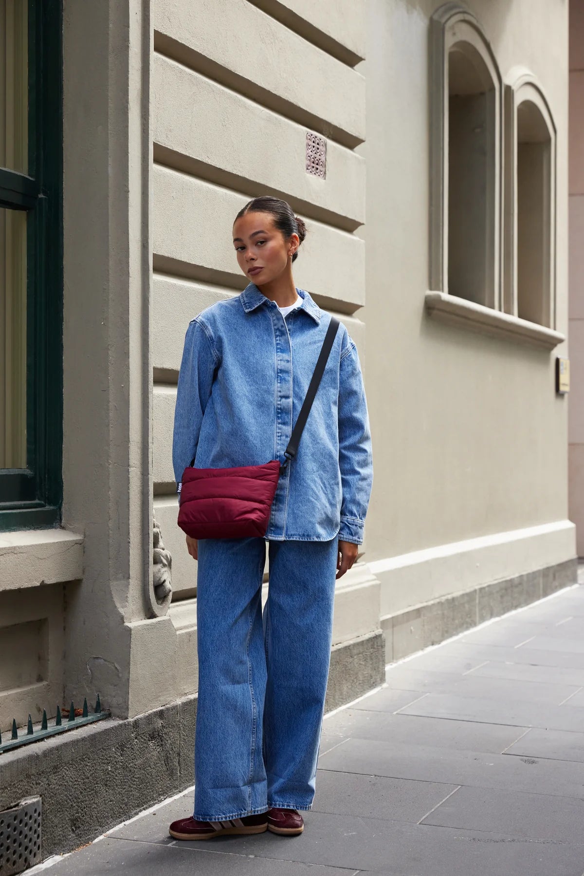 CLOUD STASH BASE CROSSBODY BAG in Burgundy by Base Supply
