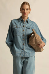 CREST TOP in Light Washed Denim from Zoe Kratzmann