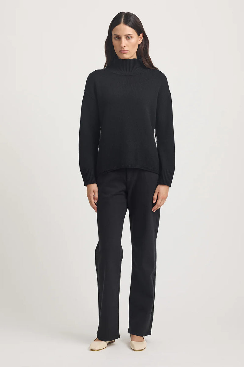 FUNNEL NECK JUMPER in Black + White by Toorallie