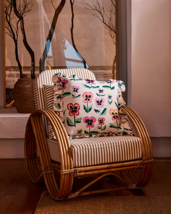 FRILL UPHOLSTERY CUSHION in Pretty Pansy Gold from the amazing range of Kip & Co products