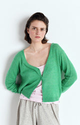 Dumy Cardigan DUM19A in Green Melange by American Vintage