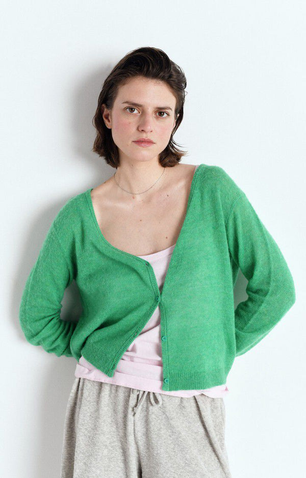 Dumy Cardigan DUM19A in Green Melange by American Vintage