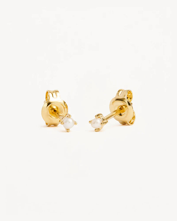 MOONLIGHT PEARL STUD EARRINGS in 18k Gold Vermeil from By Charlotte