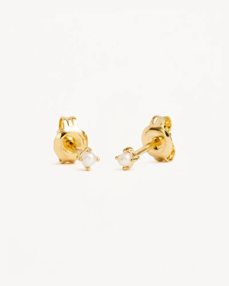 MOONLIGHT PEARL STUD EARRINGS in 18k Gold Vermeil from By Charlotte