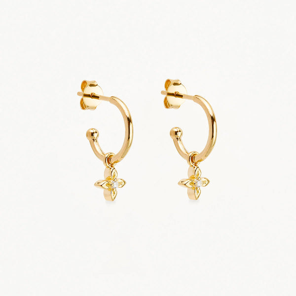 LIVE IN LIGHT LOTUS HOOP EARRING in Gold from By Charlotte