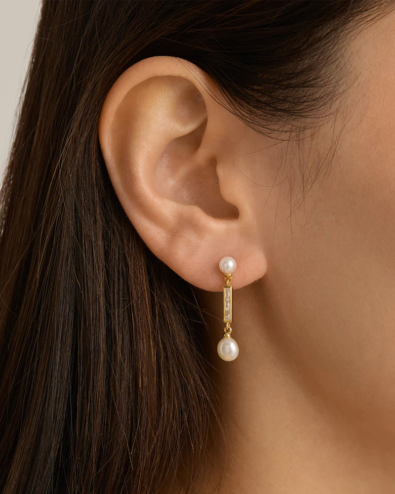 BREATHE PEARL DROP EARRINGS in 18k Gold Vermeil from By Charlotte