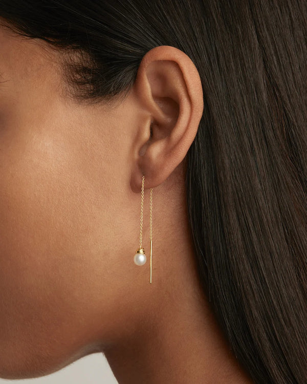 WHISPERS OF TRANQUILITY PEARL THREAD EARRINGS in 18K Gold Vermeil from By Charlotte