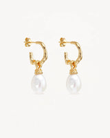 WHISPERS OF TRANQUILITY PEARL HOOPS in 18K Gold Vermeil from By Charlotte