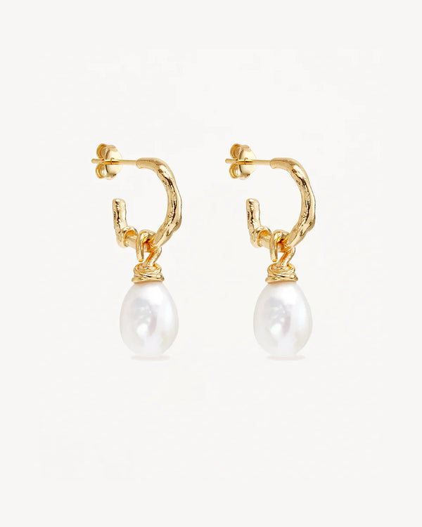WHISPERS OF TRANQUILITY PEARL HOOPS in 18K Gold Vermeil from By Charlotte