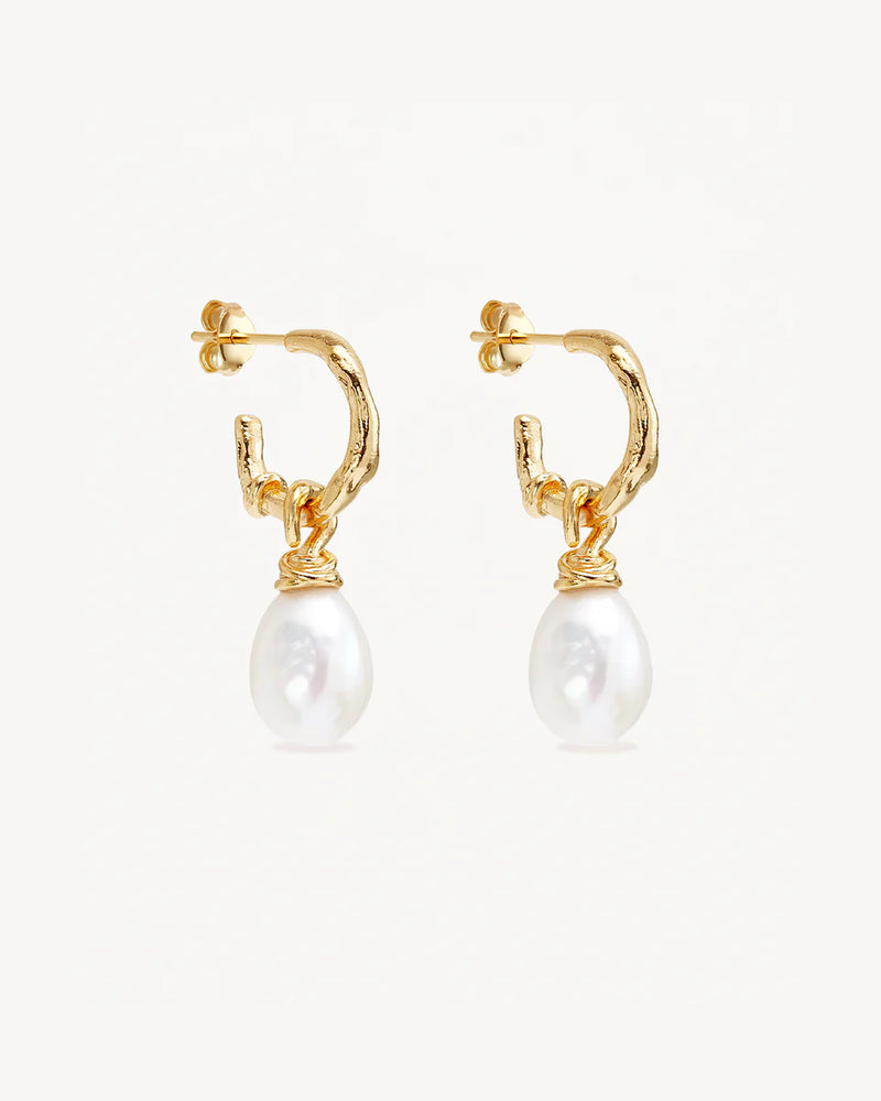 WHISPERS OF TRANQUILITY PEARL HOOPS in 18K Gold Vermeil from By Charlotte