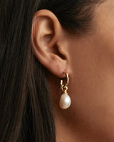 WHISPERS OF TRANQUILITY PEARL HOOPS in 18K Gold Vermeil from By Charlotte