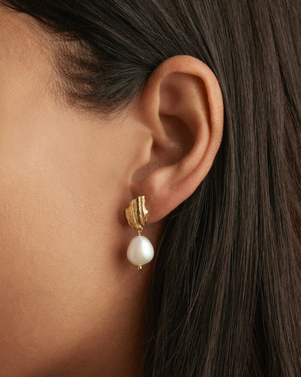 MOONLIT TIDES PEARL DROP EARRINGS in 18K Gold Vermeil from By Charlotte