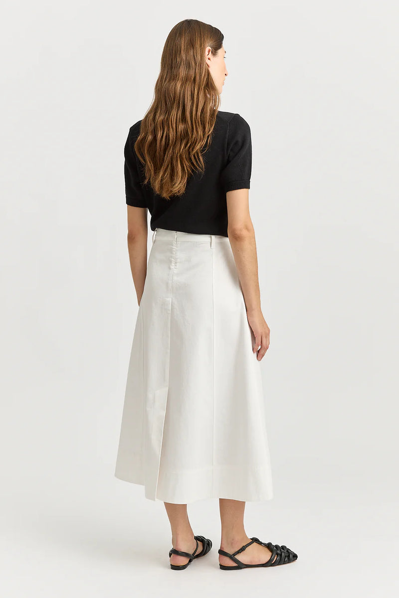 PLEAT DETAIL MIDI SKIRT in White by Toorallie
