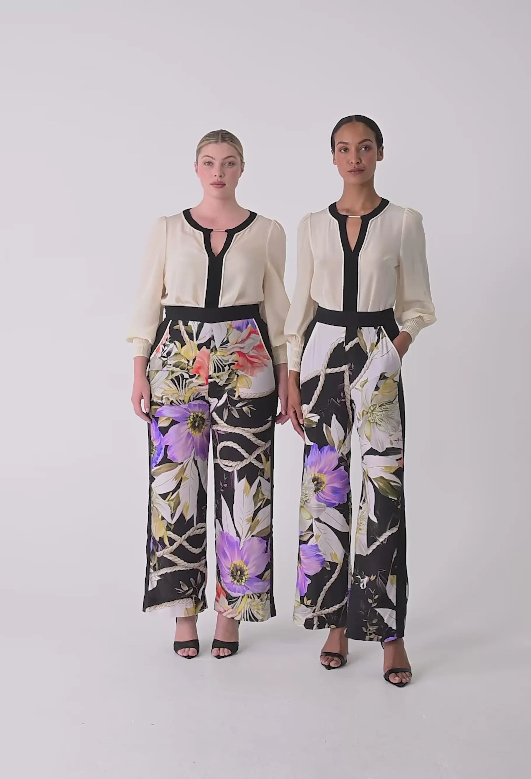 IRIS PLEATED CUFF SILK BLOUSE in Cloud from Oncewas