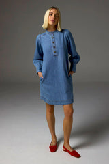 ELOCUTION DRESS in Light Washed Denim from Zoe Kratzmann