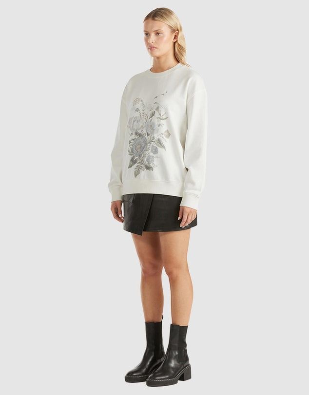 Ena Pelly Lilly oversized wildflower sweater in white available from Darling and Domain Perth