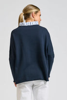 RAW FRILL COLLAR SWEATSHIRT in Navy + Stripe Collar by Shirty