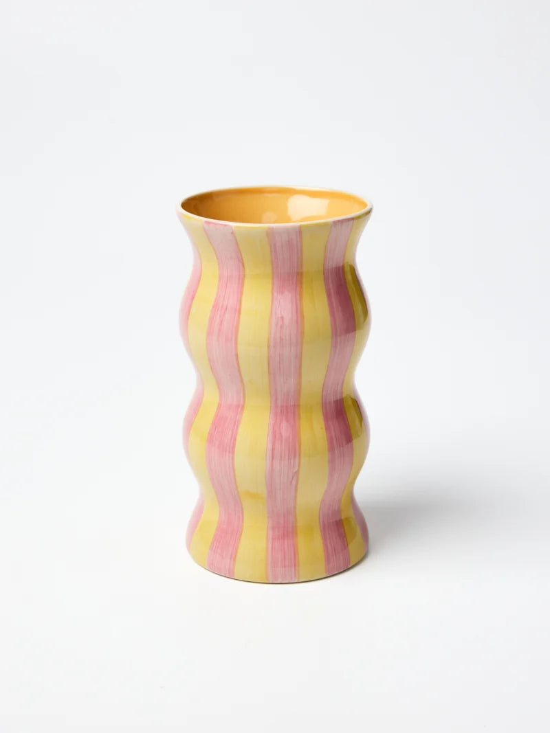 PALMA VASE in Yellow Pink Stripe by Jones & Co