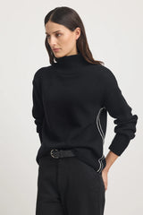FUNNEL NECK JUMPER in Black + White by Toorallie