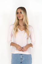 STELLA V NECK TEE in Soft Pink by Humidity Lifestyle