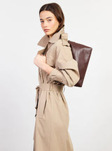 CLAUDIA SHOULDER BAG in Espresso Croc by Saben