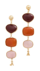 SILENE 3 GEMSTONE EARRINGS in Red + Orange + Pink by Gas Bijoux