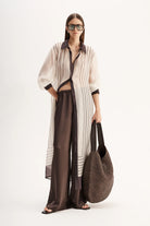 Havana Maxi Dress in Chocolate Strip by Elka Collective