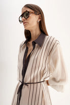 Havana Maxi Dress in Chocolate Strip by Elka Collective