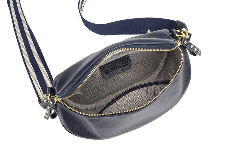 Obsessed Leather Crossbody Bag in Navy