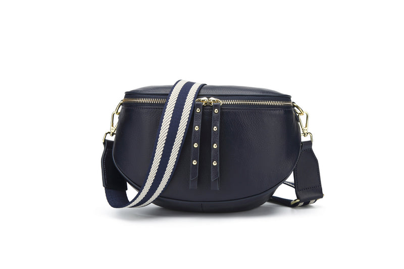 Obsessed Leather Crossbody Bag in Navy