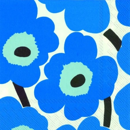 MARIMEKKO PAPER NAPKINS in Unikko Blue by Marimekko at Darling & Domain