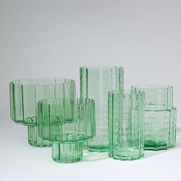 Jelly Glass Vase Squat in Green by Marmoset Found