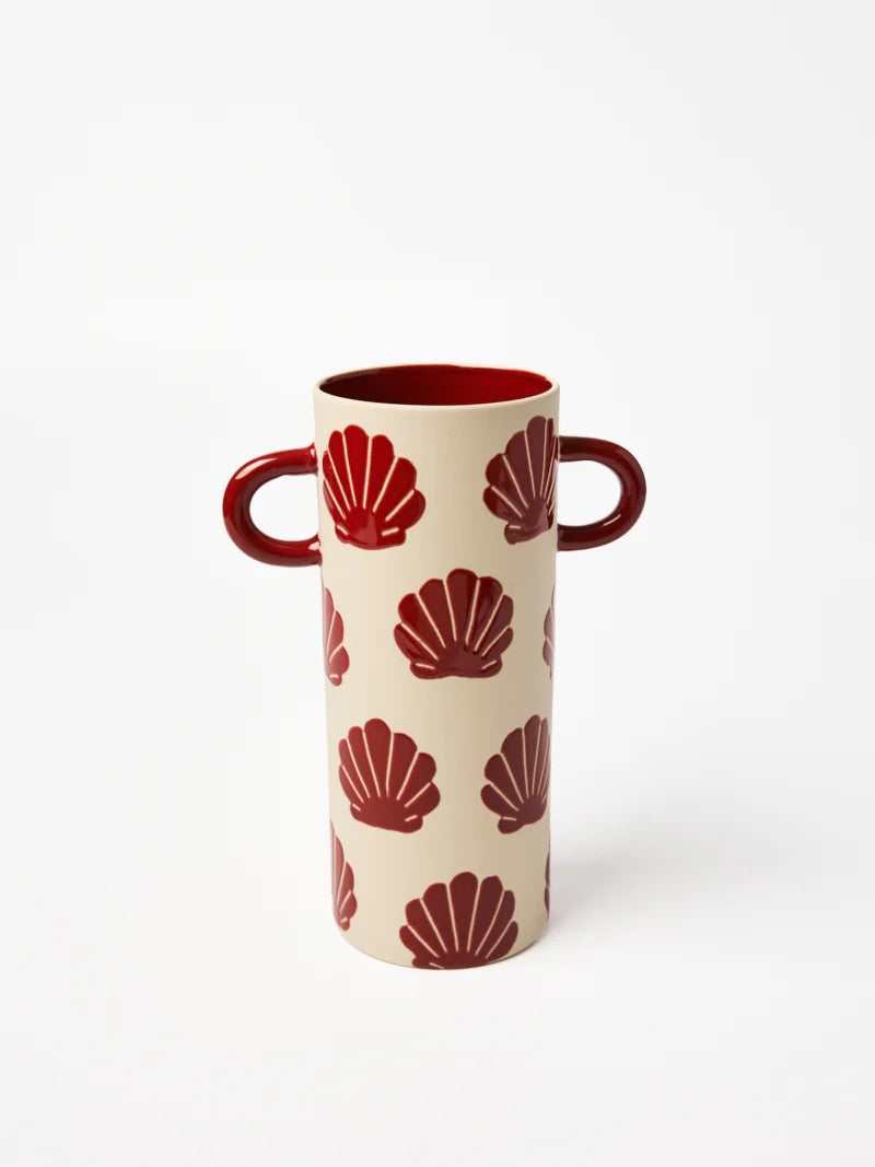 GRIFFE TALL VASE in Burgundy Shell by Jones & Co