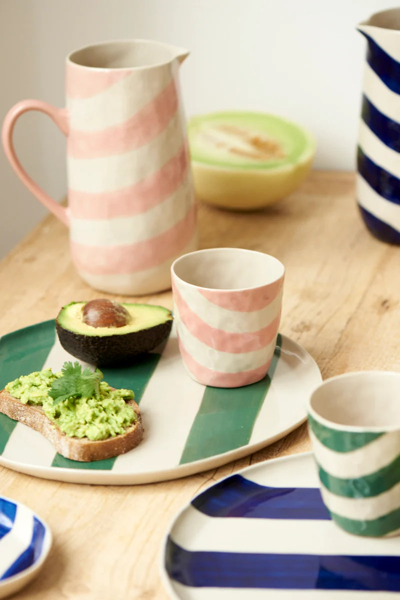 CABANA STRIPE PLATTER in Green by Jones & Co