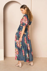 Kachel Belle puff sleeve maxi dress in bluebell at DArling and Domain